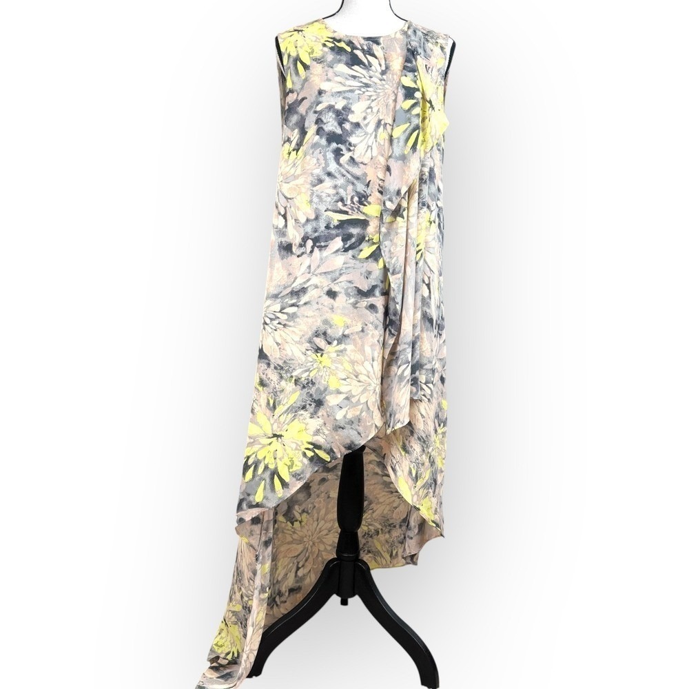 BCBGMAXAZRIA Hailey‎ Sleeveless Asymmetrical Floral Maxi Dress Size S